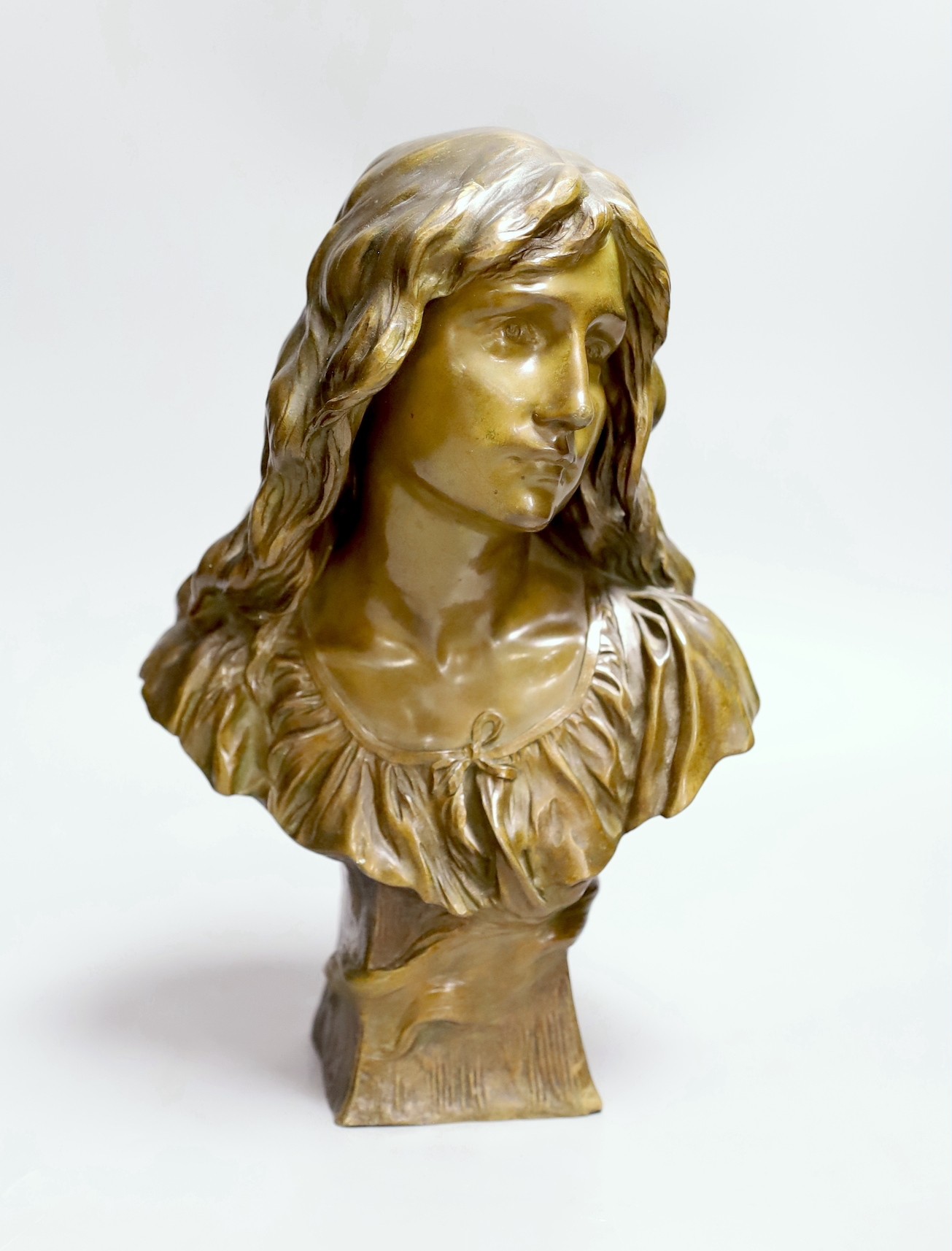 Paul Eugene Mengin (1853-1937), a bronze bust of a lady, “Susse Freres” stamp, 26cm